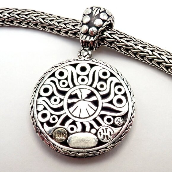 Authentic! John Hardy JH 18k Yellow Gold Silver Dot Pendant And Necklace - Picture 8 of 10